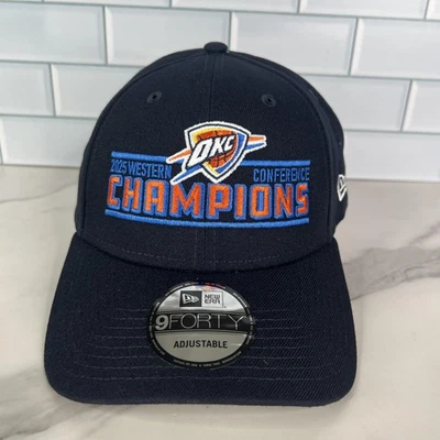 Oklahoma City Thunder Hat Cap Strap Back NBA Basketball Western Champs New Era - Image 1 of 4