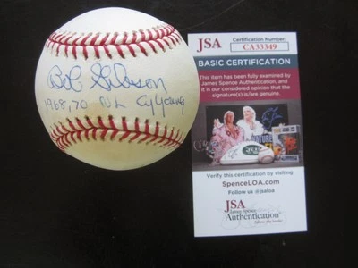 Bob Gibson Autograph Signed Auto Baseball Ball JSA St Louis Cardinals 1968 70 CY - Image 1 of 4