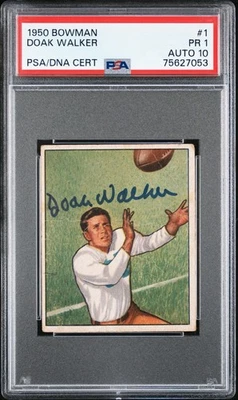 Doak Walker Signed 1950 Bowman Detroit Lions Rookie (PSA 1 & PSA/DNA 10) - Image 1 of 2