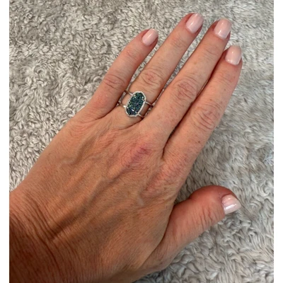 Kendra Scott Elise Purple Iridescent Drusy Silver Tone Ring Size 6 Boho Western - Image 1 of 3