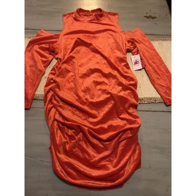 Juicy Couture красный оранжевый отлива вырез холодные плечи обтяжку платье Sz 2XL - Изображение 1 из 4