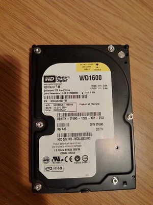 Western Digital Caviar WD1600 Enhanced IDE 160GB HDD WD1600JB-75GVA0 Black - Image 1 of 3