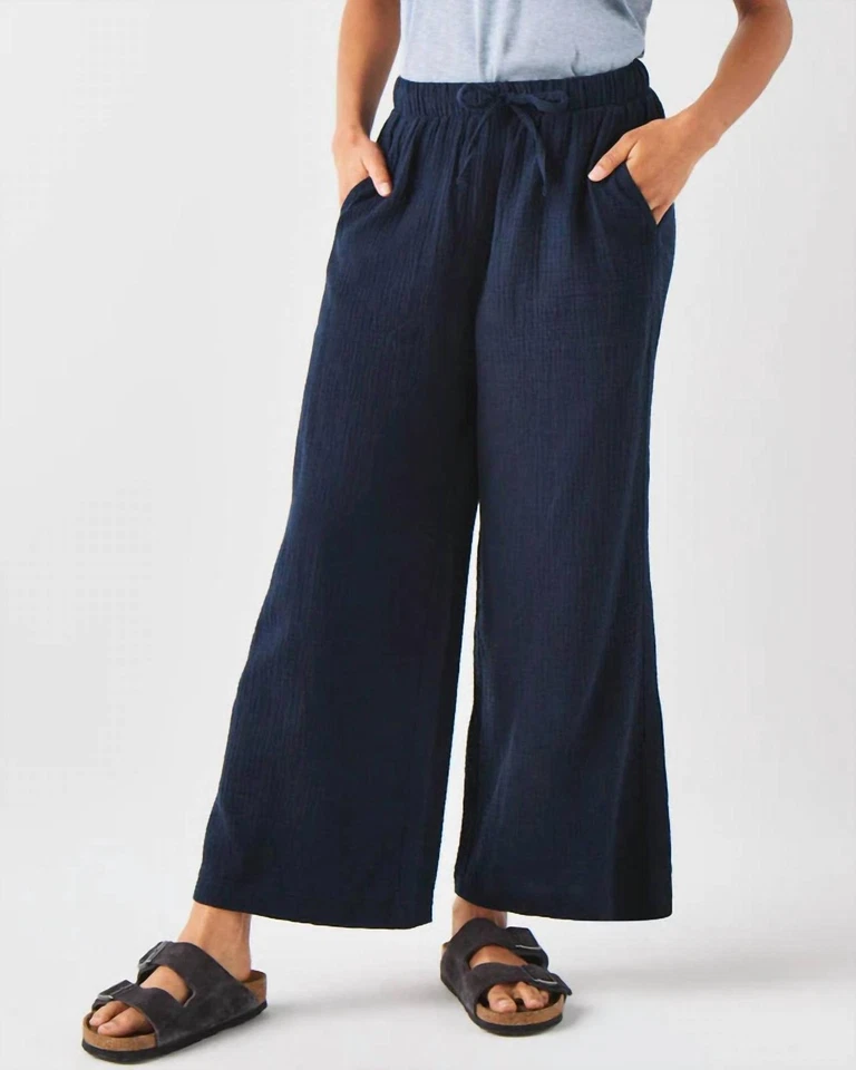 Espléndido Kit Gasa Palazzo Pantalón Azul Marino Foto 1 de 1