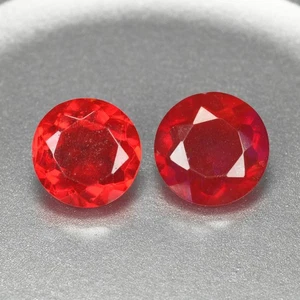 2.11Ct 2 Pcs Pair Romantic Round Cut 7.7 MM 100% Natural Red Ethiopia Fire Opal - Picture 1 of 5