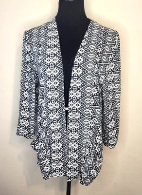 Cárdigan kimono ligero manga 3/4 blanco y negro Hollister XS para mujer Foto 1 de 4