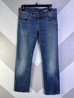 ARMANI JEANS MUJER HOLGADO CALCE MEDIO AZUL DESGASTADO LAVADO 28x28 Foto 1 de 4