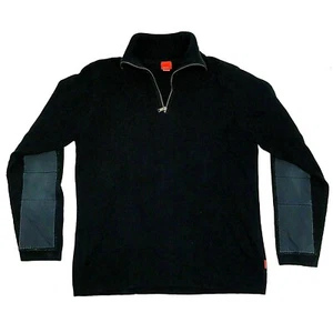 VTG 90's | ESPRIT | XL | L/S Ribbed Knit  Sweater 1/2 Zip w/ Denim ELBOW Patches - Picture 1 of 6