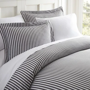 Premium Ultra Soft 3 Piece Ribbon Duvet Cover Set Kaycie Gray Fashion Collection - Picture 1 of 4