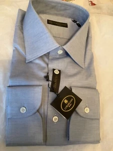 NEW Corneliani Blue Oxford Long Sleeve Slim Fit Dress Shirt - 15.75/40 L - Picture 1 of 4