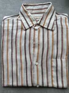 Baldessarini Leinen-Hemd 41 Streifen Orange-Braun NP: € 239,LANGARM,1H37 Weiß - Bild 1 von 18