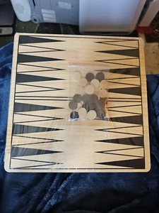 Backgammon Board and Game Chips Wood - Picture 1 of 2