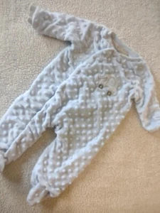 Velvety Soft Light Blue Baby Boy / Unisex Footed Snap Up Sleeper Size 6-9 Months - Picture 1 of 6