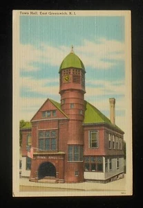 Postal de Rhode Island Town Hall East Greenwich RI Kent Co de la década de 1940 - Imagen 1 de 1