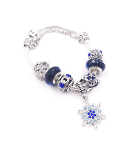 PANDORA BRACELET WITH BLUE STARTS THEMED CHARMS & GIFT POUCH!
