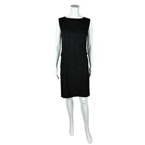 Vintage 60s Pinstripe Dress Women's Medium Gray Mod Wool Striped Shift - Picture 1 of 10