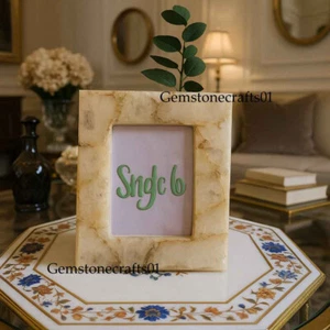 "White Agate Picture Frame | Natural Stone Photo Frame | Valentine Gift for Her" - Picture 1 of 11