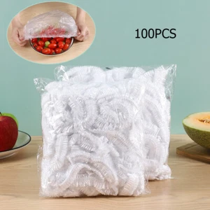 100PCS Disposable Food Cover Plastic Wrap Elastic Kitchen Lids Bowls Storage + - Picture 1 of 12