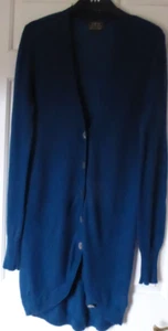 FWM Fenn Wright Manson 2ply 100% cashmere V Neck Kingfisher Long Cardigan sz M - Picture 1 of 6