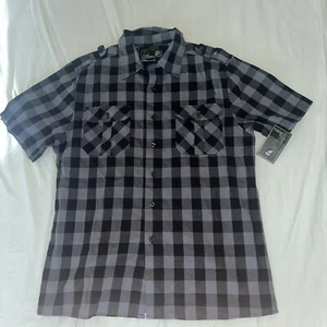 Elixir Short sleeve Button Up Shirt Plaid With Pocket Men’s Size Medium - Picture 1 of 9