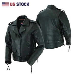 Authentische Highway Patrol Lederjacke schwarz Hardware Nierenrücken #10888NKD - Bild 1 von 8