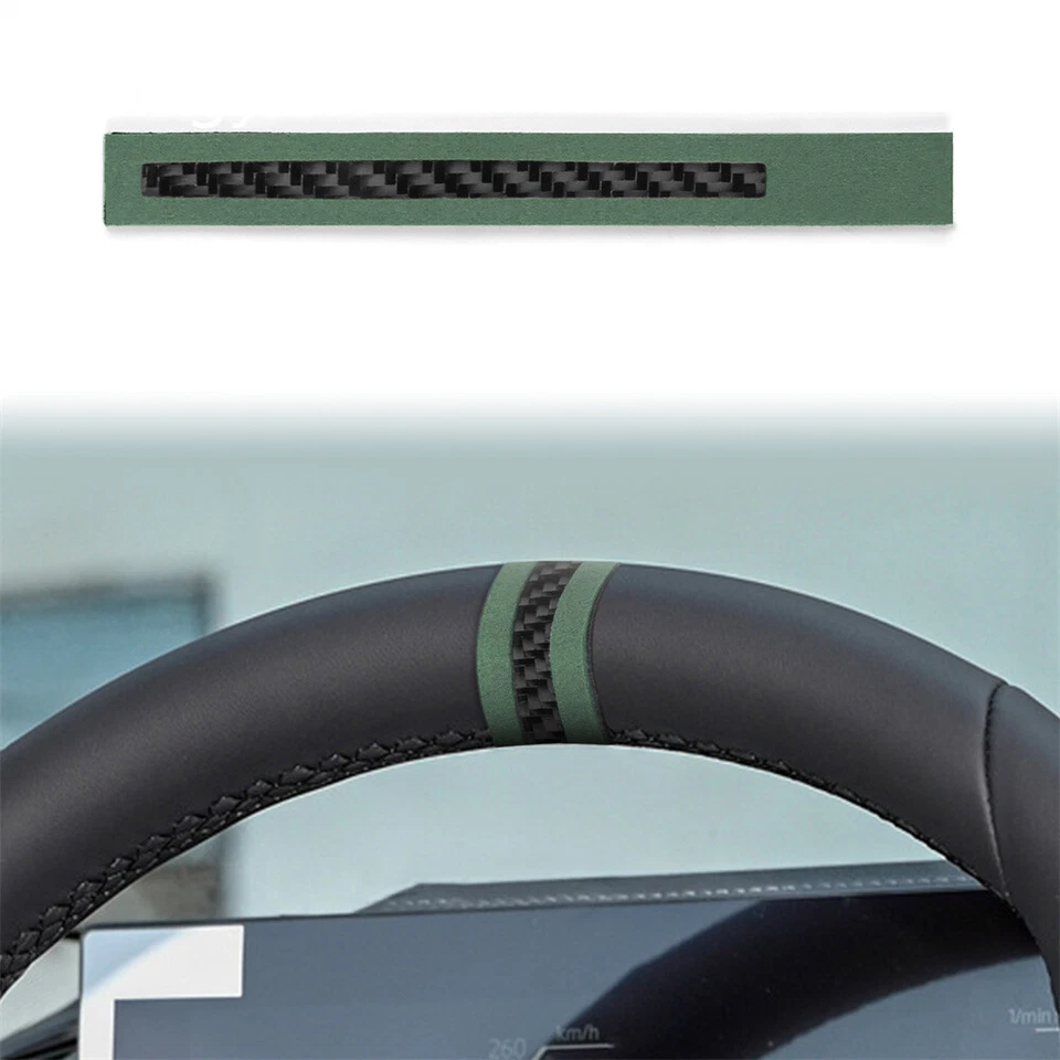Para BMW 1 3 4 5 7 Series X1 X3 X5X6 acabamento de volante camurça verde fibra de carbono - Imagem 1 de 4