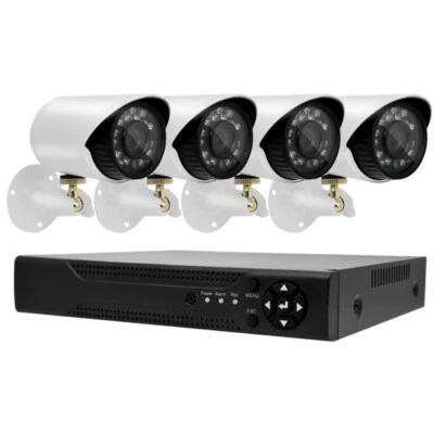 RIGWIG Sistema de seguridad CCTV con cable de 4 cámaras con DVR - 1080P HD cámaras bala para exteriores