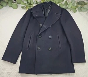 Cappotto uomo blu navale Pea vintage 1967 taglia 40 blu scuro blu navy tasca velluto a coste - Foto 1 di 15