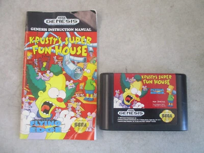 SEGA GENESIS KRUSTY'S FUN HOUSE CART AND MANUAL - Image 1 of 3
