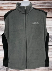 Columbia Vest Mens XXL 2XL Gray Fleece Full Zip Pockets Logo Sleeveless - Picture 1 of 15