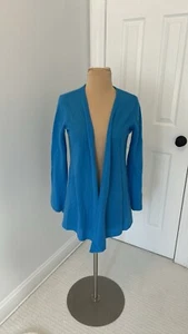 Minnie Rose Cashmere Open Front Cardigan Turquoise Blue size S  - Picture 1 of 6