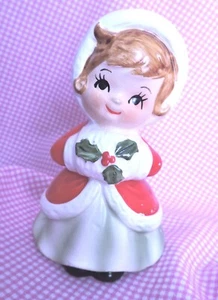 Vintage Porzellan Mädchen im Winter gekleidet - Made in Japan - Bild 1 von 3