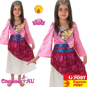 Girls Mulan Shimmer Costume Disney Princess Movie Kids Book Week Fancy Dress - Picture 1 of 3