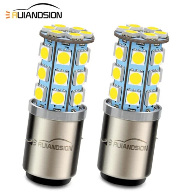 2pcs BA20D Bianco 5050 27 LED Lampadina del faro del ciclomotore per moto DC 6V - Immagine 1 di 4