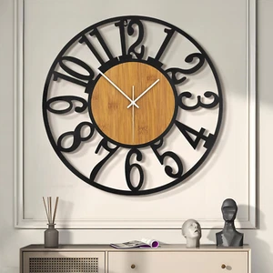 Large Wall Clocks,Silent,Non Ticking,Battery Operated Rustic round Modern Big Wo - Picture 1 of 7