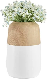 Nora Burk Contemporary Two Tone Cylindrical Tabletop Vase - White and Beech - Picture 1 of 1