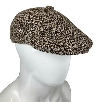 VINTAGE Tweed Wool Ear Flap Flat Cap Hat M 57cm  Baker Boy Mod Hat Brown - Image 1 of 4