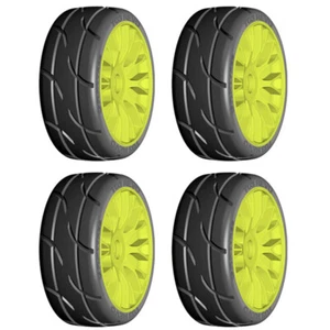 GRP GTY03-XM7 1:8 GT T03 REVO XM7 Medium Hard Tires w/20 Spoked Yellow Wheel (4) - Picture 1 of 5