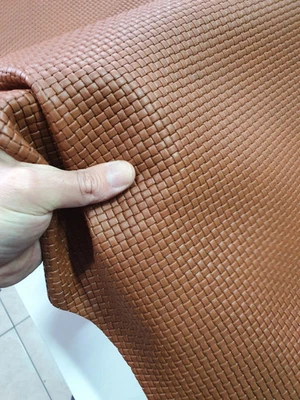 Cow leather for crafts, printed cowhide knitted / mat effect thick 1,1mm(3,0 oz) - Image 1 of 4
