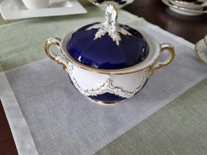 MEISSEN - B-Form -Porzellan Zuckerdose mit Deckel. Kobaltblau 1. Wahl, neuwertig - Bild 1 von 5