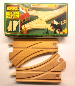 Vintage BRIO Curved Wooden Railway Switching Tracks #33346 In Box Sweden - Picture 1 of 4