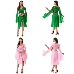 Damen Uniform Glänzendem Kostüm Prinzessin Kleid Feenkleid Rock Karneval Tanz - Bild 1 von 38