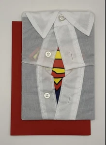 SUPERMAN BIRTHDAY CARD WITH CLOTH SHIRT DECOR/CHILDREN / ADULT / FUN / NEW W/ENV - Picture 1 of 3