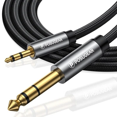 POSUGEAR 3.5mm to 6.35mm cable 2M, 3.5mm (1/8 inch) Male TRS to 6.35mm (1/4 inch