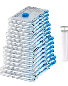 Amazon Basics Vacuum Compression Space Saving Storage Bags W/Hand Pump 15ct PACK - Picture 1 of 15