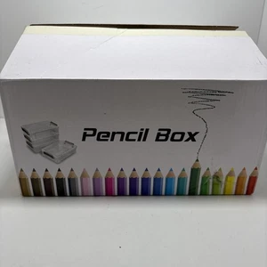 Paquete de 4 cajas de lápices de plástico extra grandes apilables translúcidas transparentes, organizadoras - Imagen 1 de 2