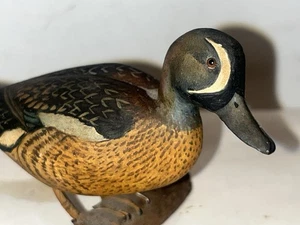 blue wing teal miniature signed morse antique duck decoy carved wooden - Picture 1 of 15