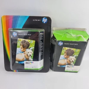2 sets HP Photo Value Pack 363 Sealed 6 HP Ink Cartridges 150 Sheets Photo Paper - Afbeelding 1 van 9