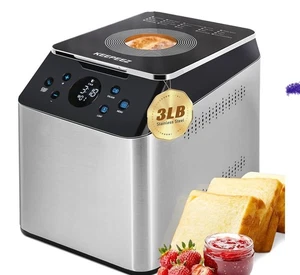 3 Pfund größere & 20 in 1 Ultra Leise Brotbackmaschine Maschine, 710 W Druckguss Keramik Pfanne - Bild 1 von 13