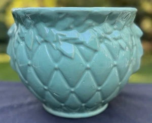 Vintage McCoy Pottery Diamond Quilted Jardiniere Sea Foam Mint Green - Picture 1 of 13