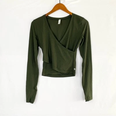 Athleta Transcend Wrap Top Long Sleeve Green Size Small Workout Casual Yoga - Image 1 of 4